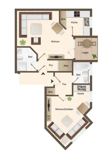 Grundriss WE 91-91b Etagenwohnung Coswig