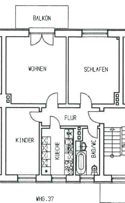 Grundriss WE 37 im 2. OG links Wohnung Dresden