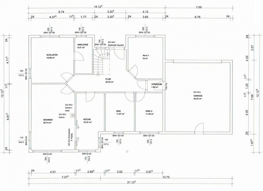 Grundriss Erdgeschoss Bungalow Wilsdruff