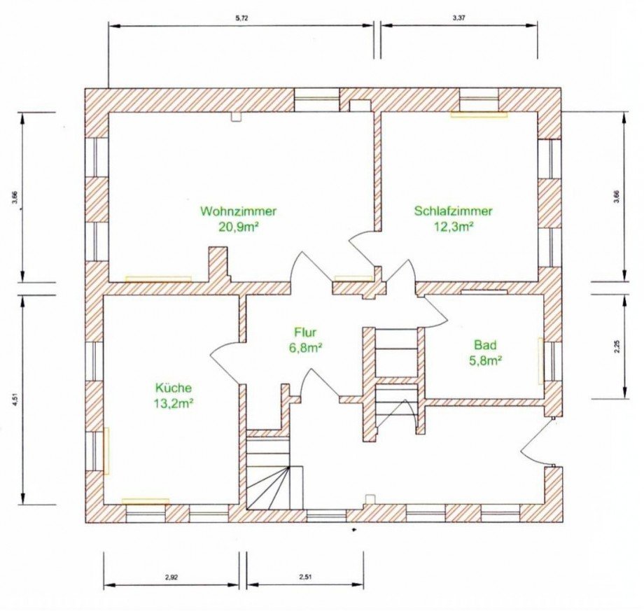 Grundriss EG Mehrfamilienhaus Tharandt